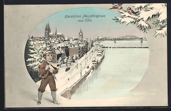 Cartoline postali: Grusskarten-AK Cöln, Ortsansicht im Sch – Usato da Berlin venduto da bartko-reher