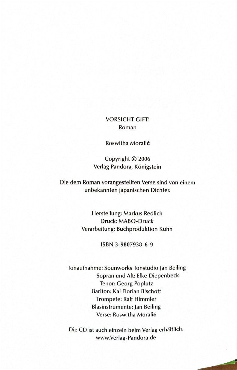 Bücher: Moralic Roswitha, Vorsicht Gift – Neu (gemäss Beschreibung) aus Sarnen von Livres 3
