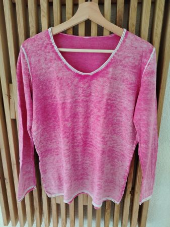 Langarmpullover Pink mit Waschungen