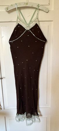 Midi Dress Saint Tropez Brown Sequins Lace Size M