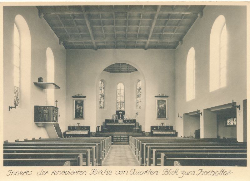 Cartoline postali: Quarten - Kirche inneres + c1945 – Usato da Emmenbrücke venduto da teestube