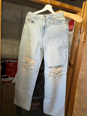 🔥Jeans Damen Lässig hellblau Ripped Grösse S