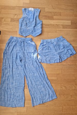 Stoffhosen/Weste/Shorts Set in Blau, Stradivarius, Gr. S