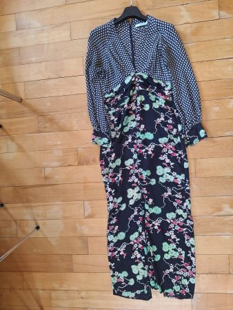Rixo Maxi-Seidenkleid m/Rückenreissversch u Schlitzen, Gr. S