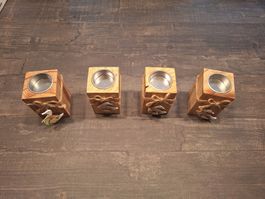 Teelichter aus Holz, Gänsemotiv, neu, ungebraucht