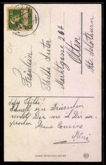 Cartoline postali: Thun, Ortspartie mit Damen vor einem Hau – Usato da Berlin venduto da bartko-reher 1