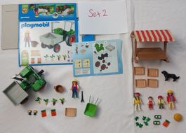 Playmobil Traktor mit Anhänger und altem Marktstand!