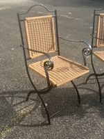 4 Bistro-/Gartenstühle aus Metall mit Geflecht – Set
