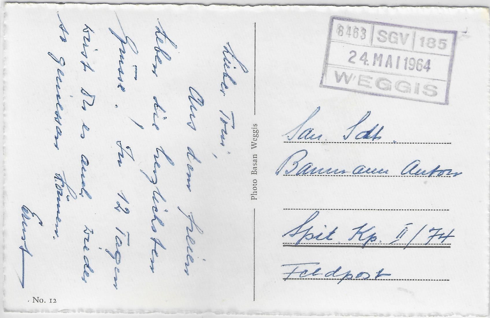 Cartoline postali: Weggis mit den Alpen - Schiffsstempel – Usato da Ettingen venduto da Kartenplanet 1