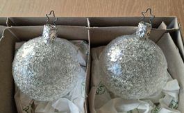 Weihnachtsdeko, Weihnachtskugeln weiss durchsichtig Glas