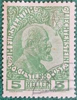 Timbre Liechtenstein 5 Heller - 1912 - Oblitéré