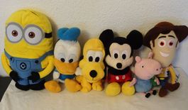 6 Plüschfiguren Set Pixar Disney Minion Donald Mickey Pluto