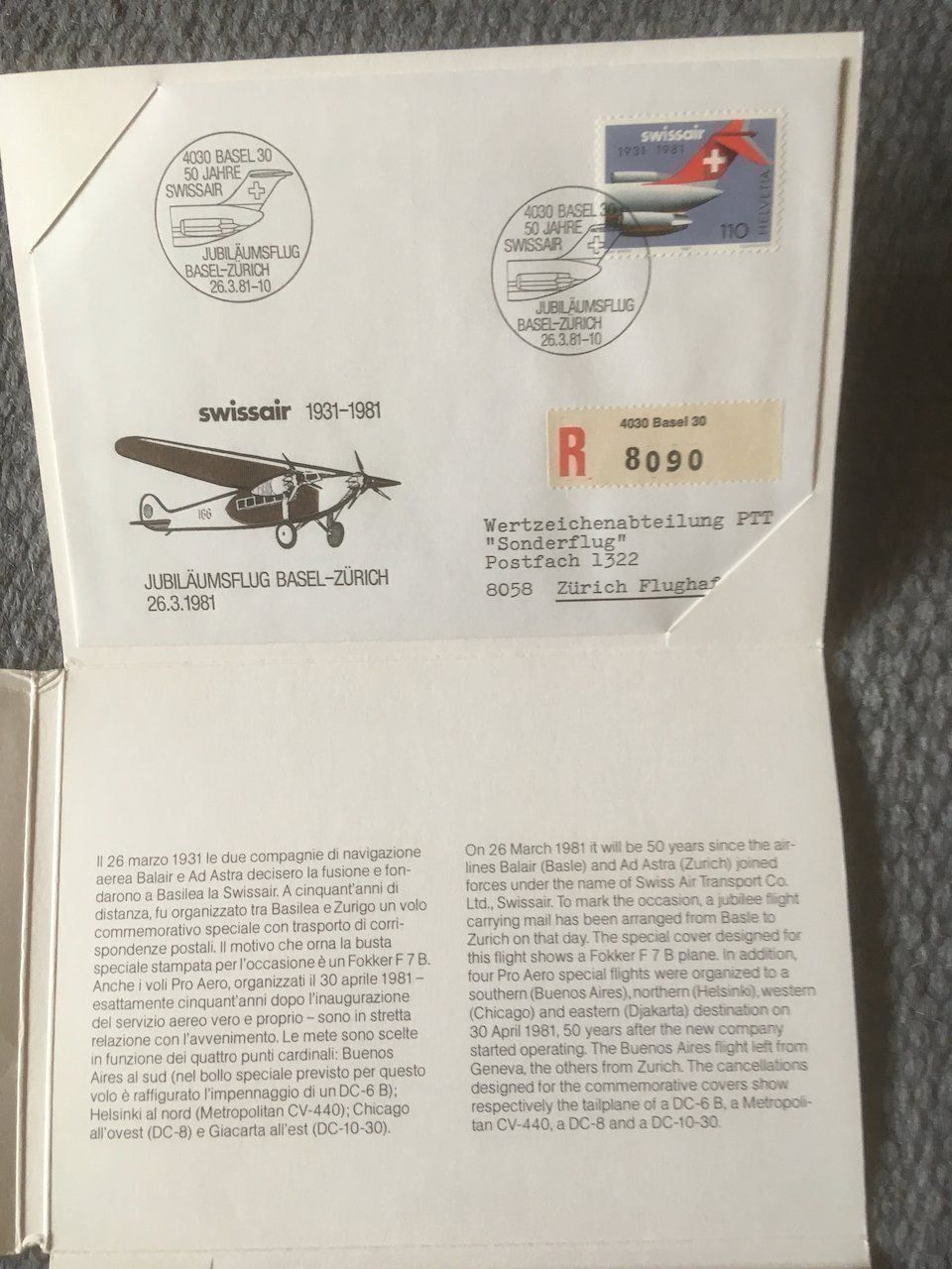 Tutti i francobolli: Pro Aero Flüge 1981 auf Briefen – Usato da Nesslau venduto da andi_hon 2
