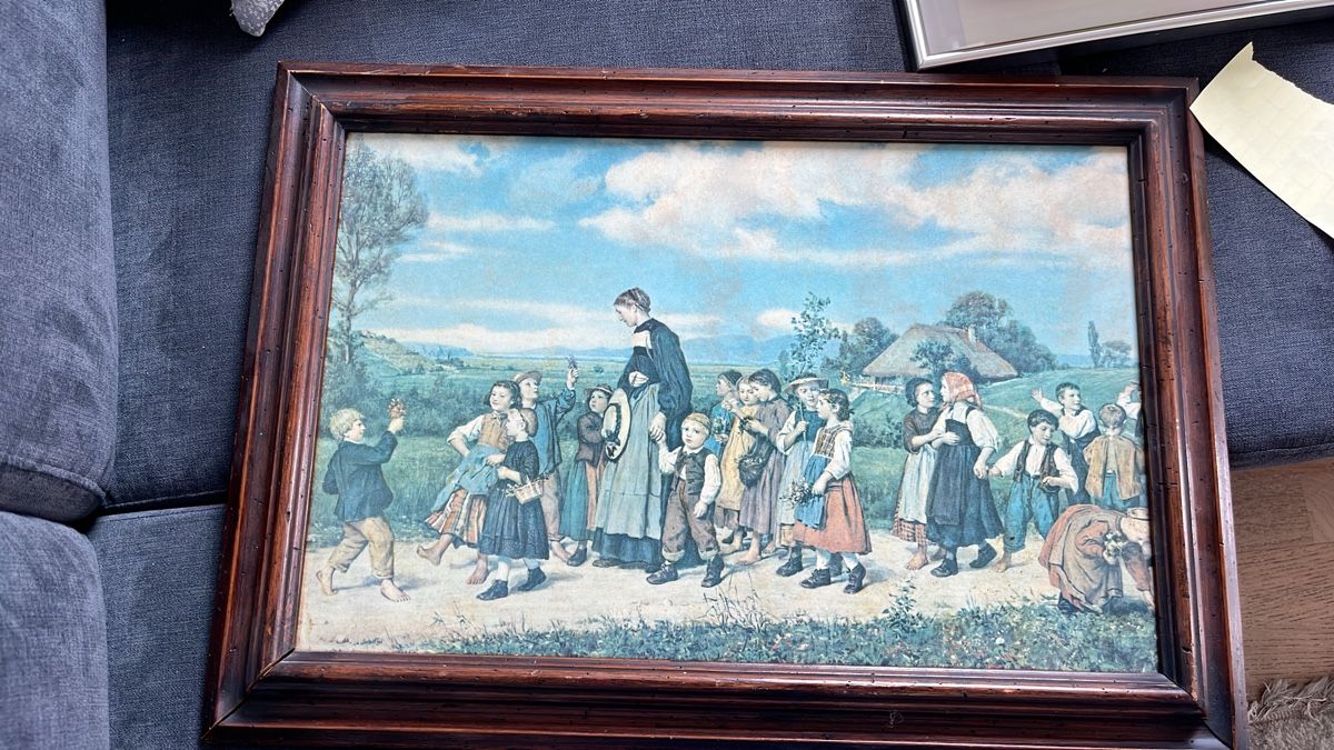 Dipinti: Gemälde: Mutter mit Kindern, um 1900, Öl auf Leinwand – Usato da Derendingen venduto da Carbon10