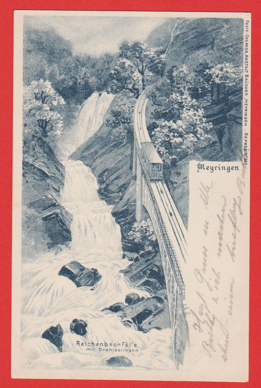 Cartoline postali: Meiringen mit Bahn   :   antike Ansichtskarte von 1899 – Usato da Vitznau venduto da Ropaku