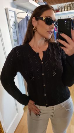 Gweih & Silk Schwarze Strickjacke Gr.40, Vintage