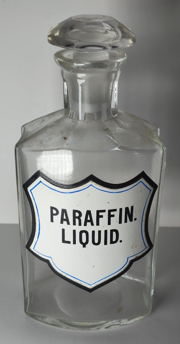 Accessori da laboratorio: Apothekerflasche PARAFFIN. LIQUID. Um 1920 16cm – Usato da Monthey venduto da 19_karen_84