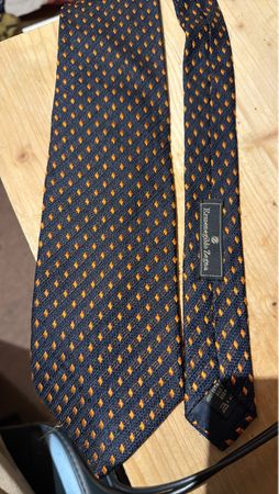 Cravate Ermenegildo Zegna 100% Soie - jaquard noir et orange