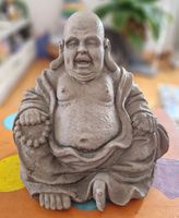 Lachender Buddha Gartenfigur Steinoptik Deko Figur