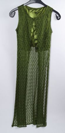 Vintage grüner Spitzen-Mantel / Long Vest – Layering Piece