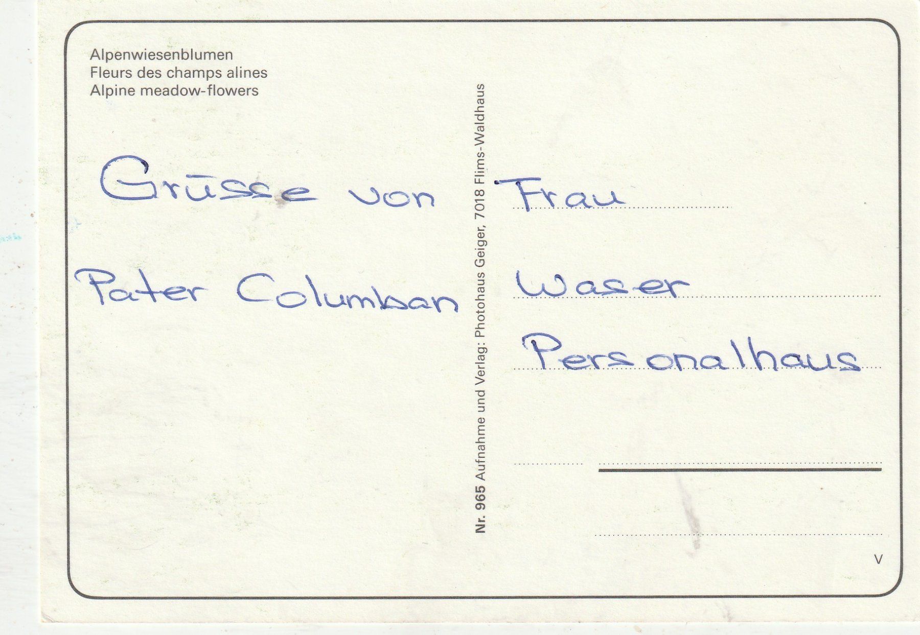 Ansichtskarten: Blumenkarte – Gebraucht aus Lumbrein von made02 1
