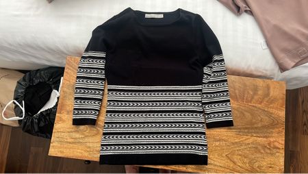 Karen Millen Black & White Long Sleeve Top - XS/S
