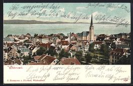 Wädenswil, Totalansicht mit Gewässer u