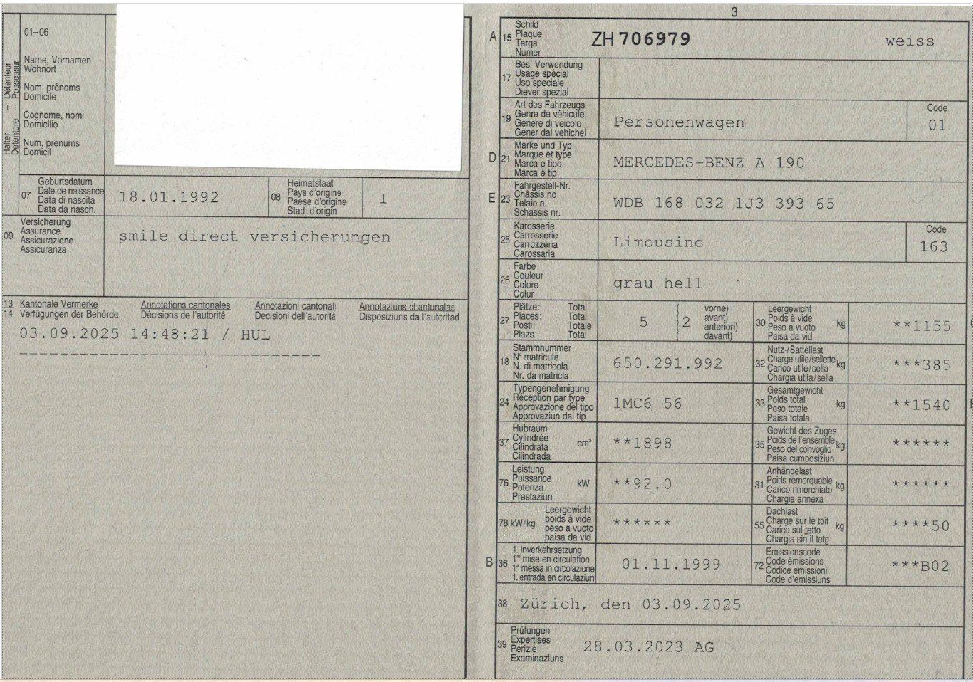 Mercedes-Benz Automobili: Mercedes A190 Elégance – Usato da Zollikerberg venduto da mfix 7