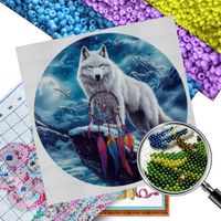 Perlen -Stickerei-Bastelset Weisser Wolf