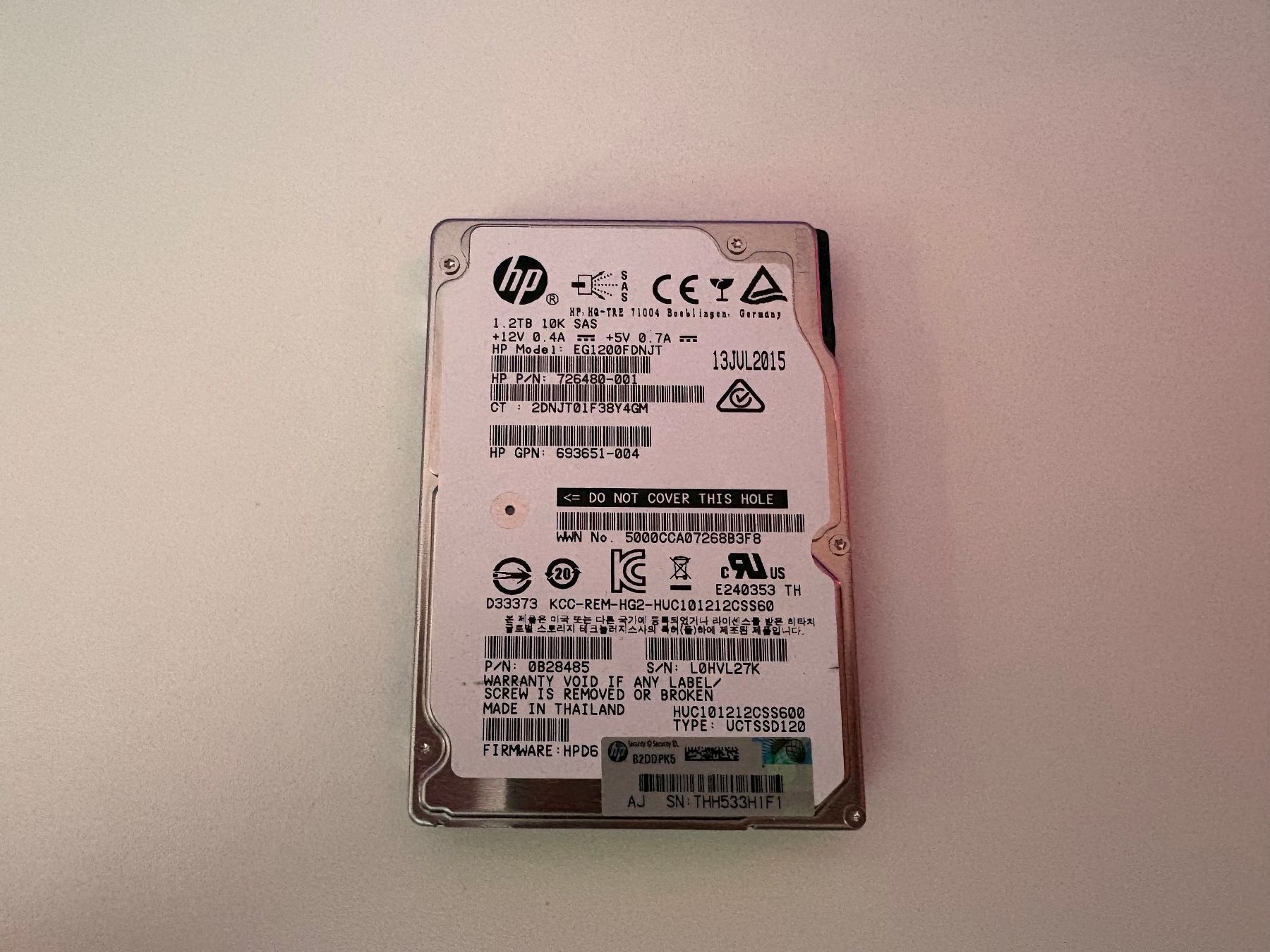 Hewlett Packard Dischi rigidi: HPE 1.2TB SAS 10k 2.5" Festplatte – Usato da Amriswil venduto da hardware_uschi