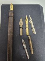 Antiker Kalligraphie Füller-Set, 5 Spitzen, Holzgriff