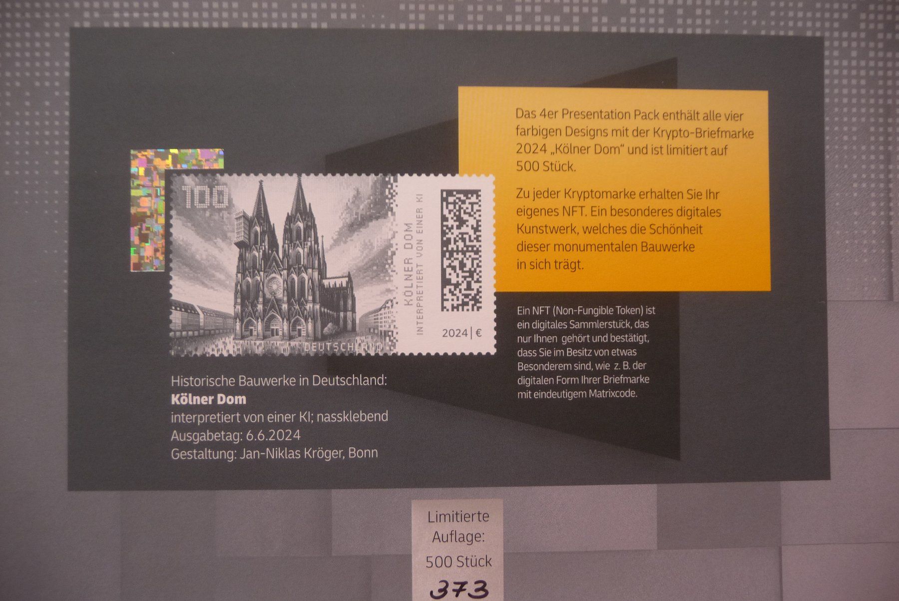 Tutti i francobolli: BRD Krypto-Briefmarken Kölner Dom, 2024, 4er Pack neu – Nuovo e nell'imballaggio originale da Zürich venduto da Edje 3