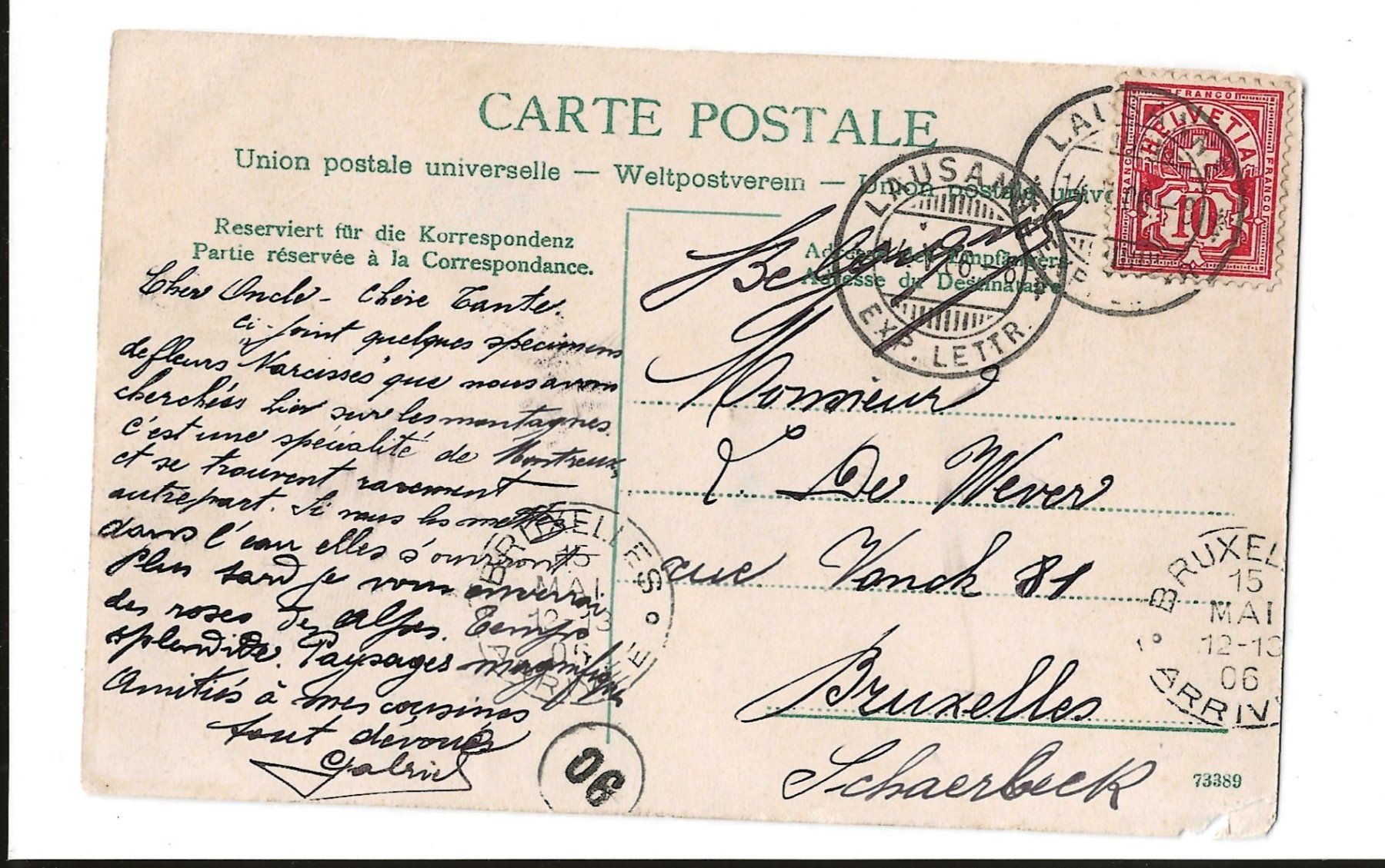 Ansichtskarten: AK 1906 Montreux, Genfersee – Gebraucht aus Greifensee von 315WDO 1