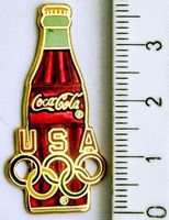 EXKLUSIV Coca-Cola Flaschen Pin Olympia USA  sehr selten