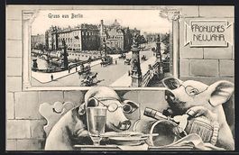 Grusskarten-AK Berlin, Ansicht vom Schlo