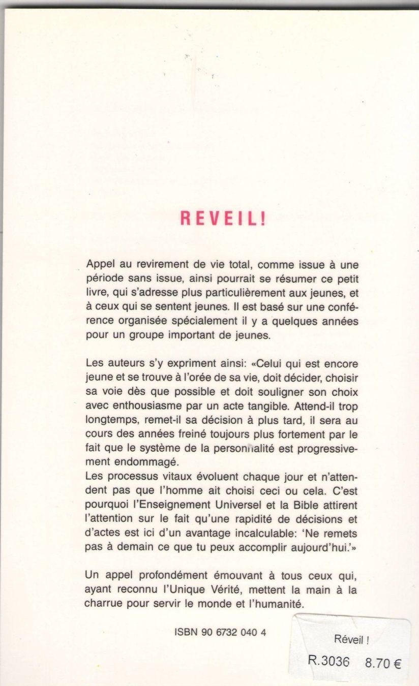 Bücher: RÉVEIL ! – Gebraucht aus Neuchâtel von Dualseele 1