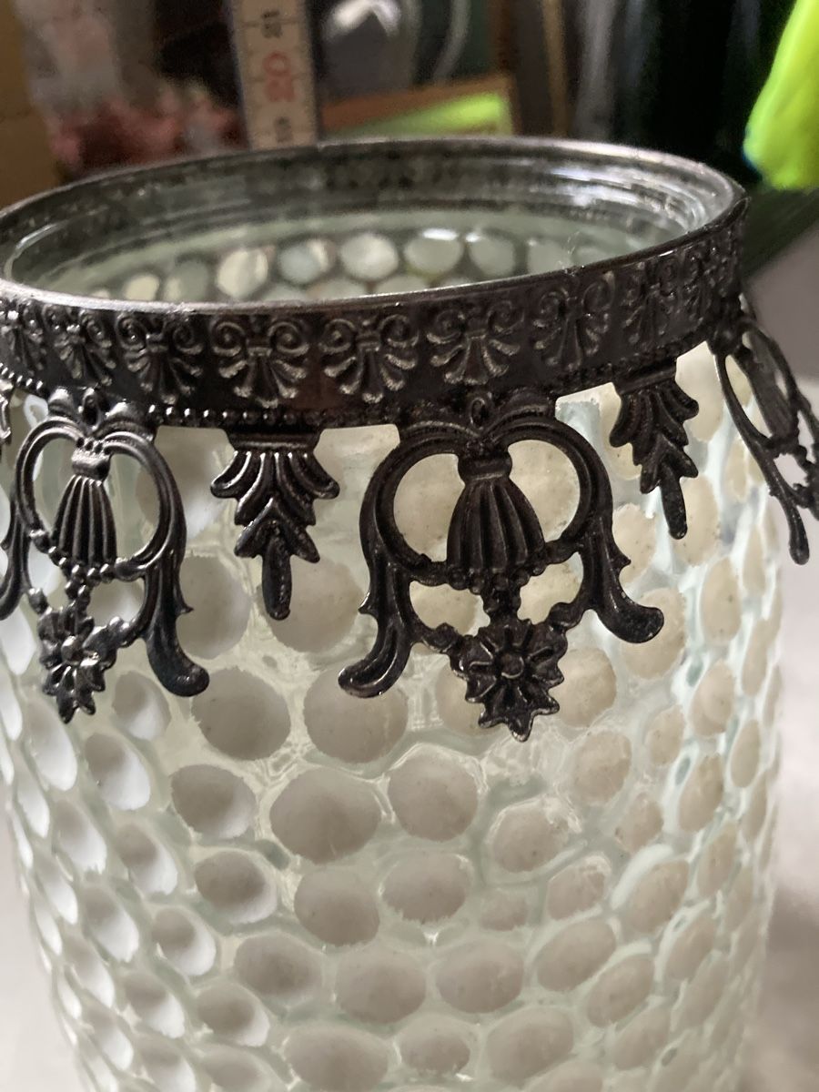 Laternen: Retro Glas Laterne mit Metallrand, Durchmesser 15cm – Neu (gemäss Beschreibung) aus Aarwangen von to-hirschi 1