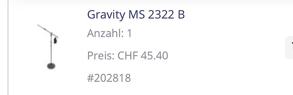 Instrumenten-& Notenständer: Neuwertiger Mikrofonständer Gravity MS 2322 B – Gebraucht aus Lupsingen von rnbmusic