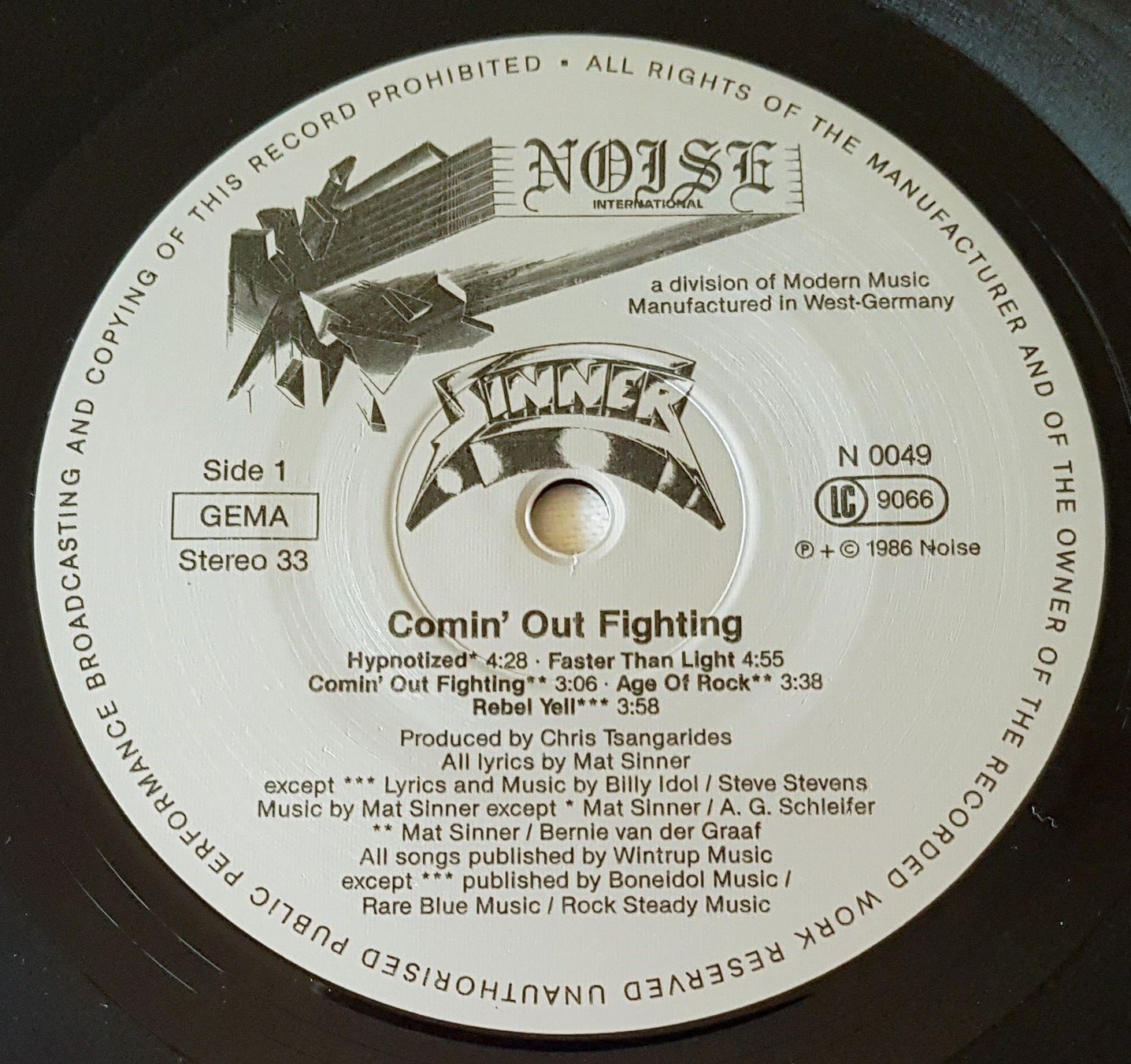 Dischi in vinile: Sinner – Comin' Out Fighting - LP - 1986 - First Press – Usato da Uster venduto da Zardodel 4