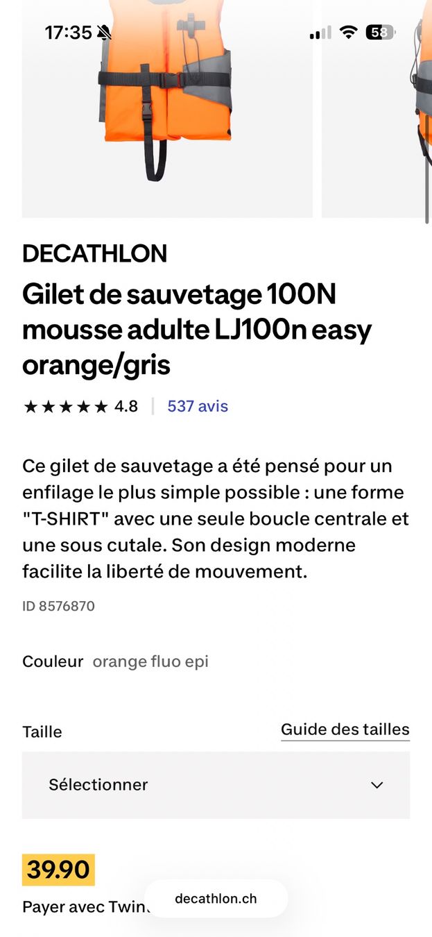 Decathlon Giubbotti di salvataggio: Gilet de sauvetage – Nuovo e nell'imballaggio originale da Veyrier venduto da rod_8x28 3