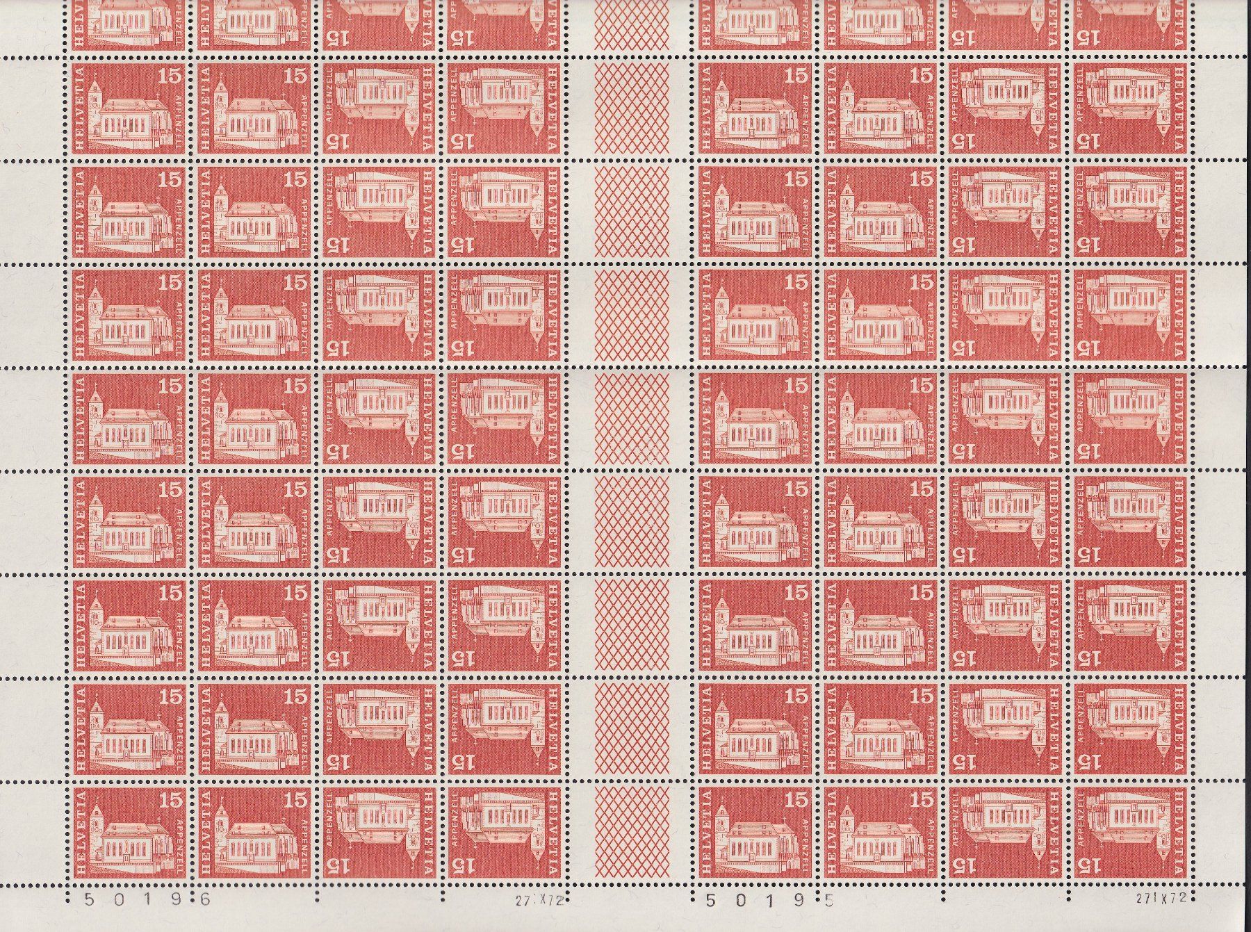 Tutti i francobolli: 1973, S70/K52 kompletter Bogen postfrisch **. – Usato da Sursee venduto da Luzernerraute 2