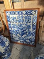 Wandbild Fliesenmotiv blau weiss Holzrahmen 77x62 cm