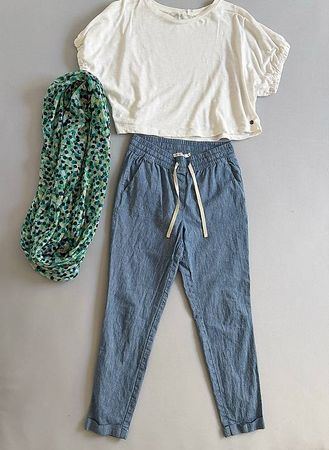Outfit Set Casual Gr. 34 - Hose, Top & Schal