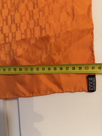 Hermès Carré  seta arancione monogramma H, 42cm, Francia
