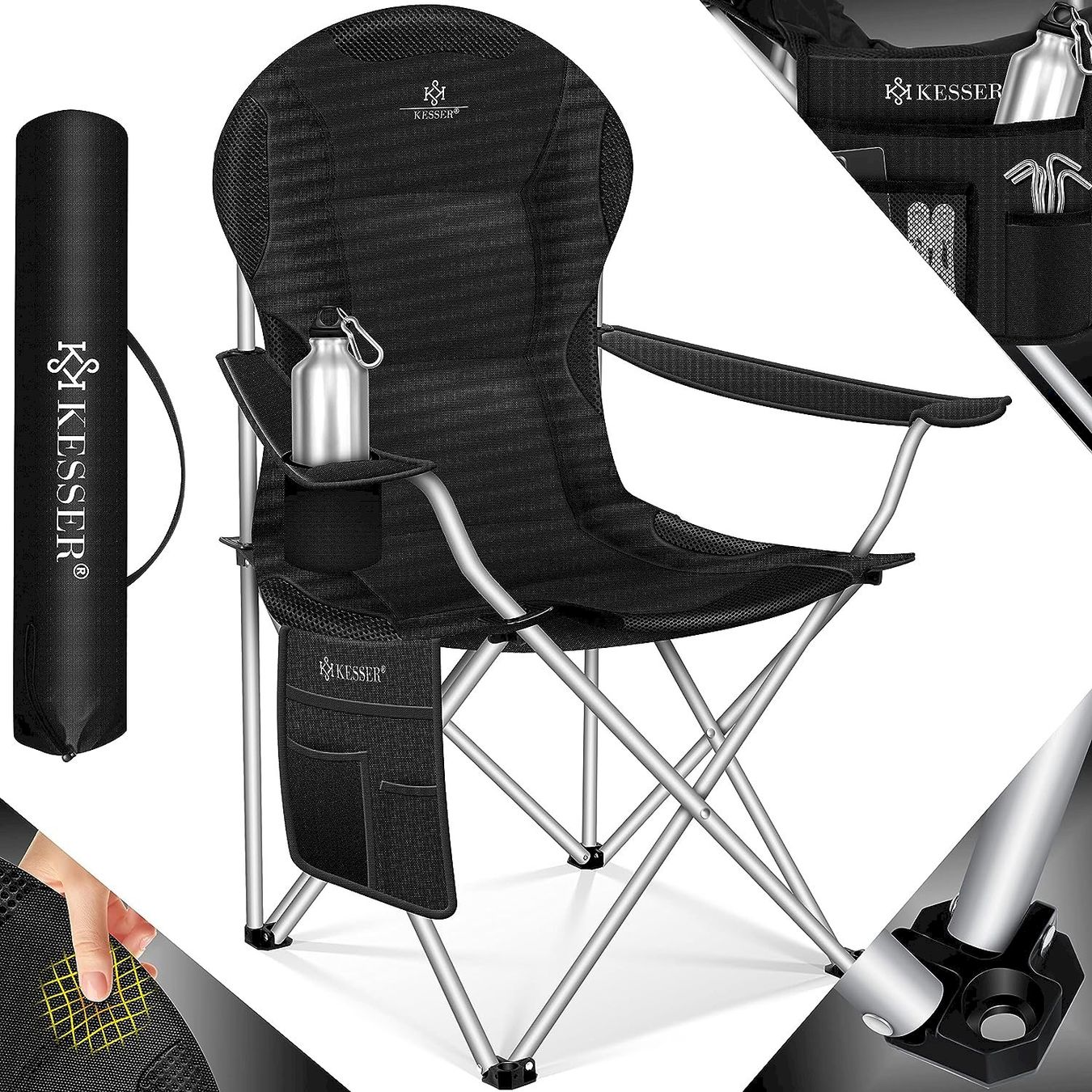 Mobili da campeggio: KESSER Campingstuhl Schwarz – Nuovo e nell'imballaggio originale da Bottighofen venduto da zaap