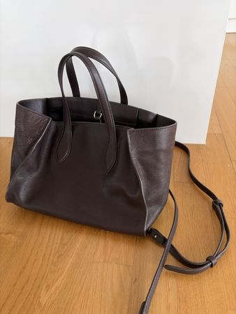 Massimo Dutti Ledertasche dunkelbraun mit Schultergurt 