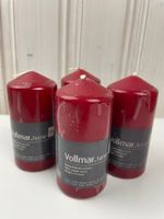 4x rote Stumpenkerzen, Vollmar, Bordeaux rot