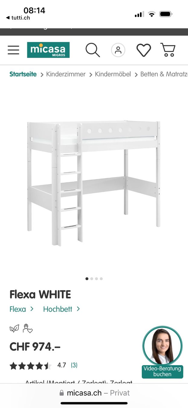 Flexa Betten: Flexa White Hochbett Bauteile – Gebraucht aus Wettswil von Pwettswil 2