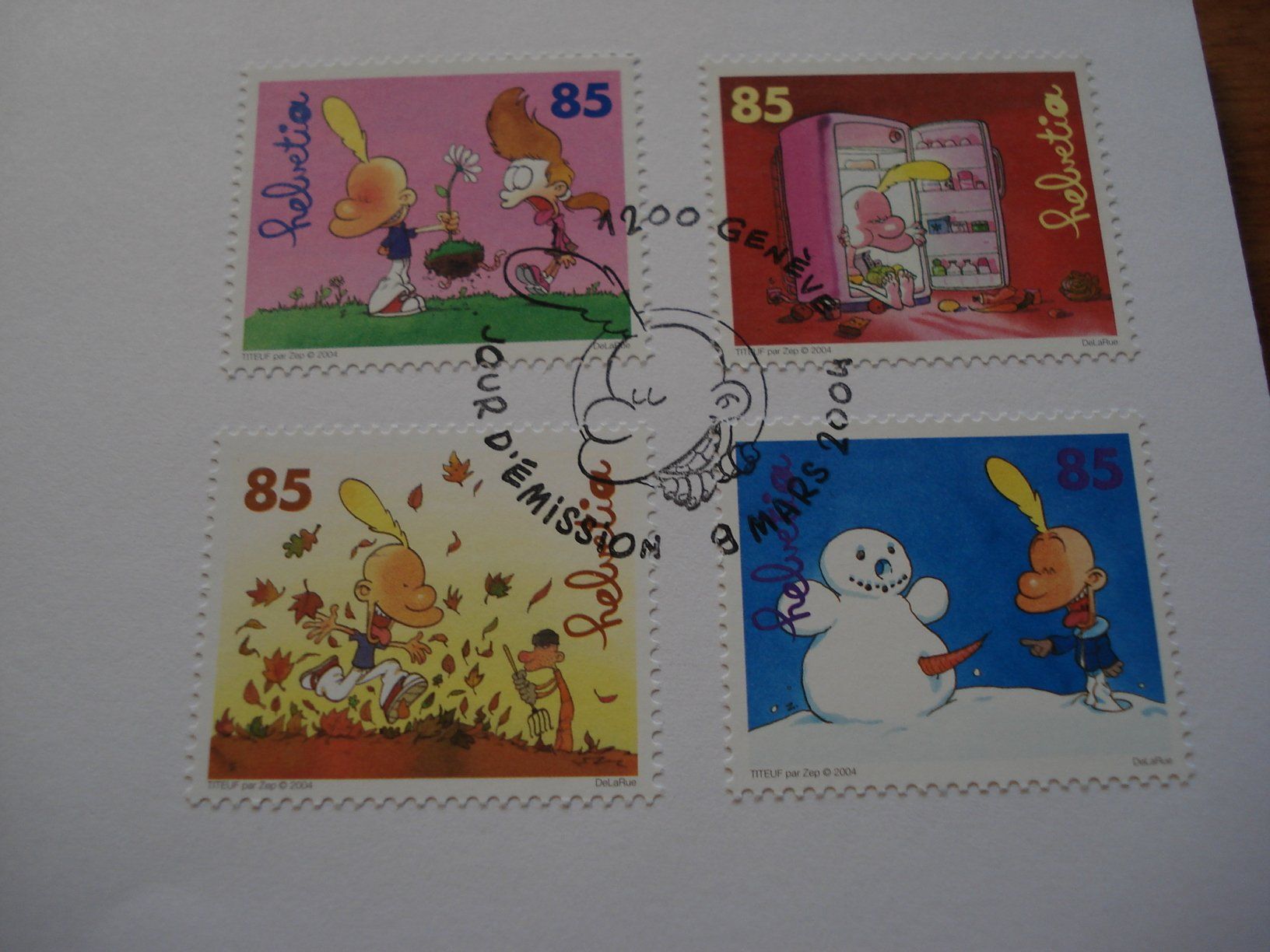 Tutti i francobolli: Schweiz 2004, Set FDC , 8 Belege, mit Holzmarke – Usato da Niederwil AG venduto da morostahu 1