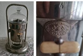 Antike seltene Kaffeemaschine "Comfort" Wien 1896, silber